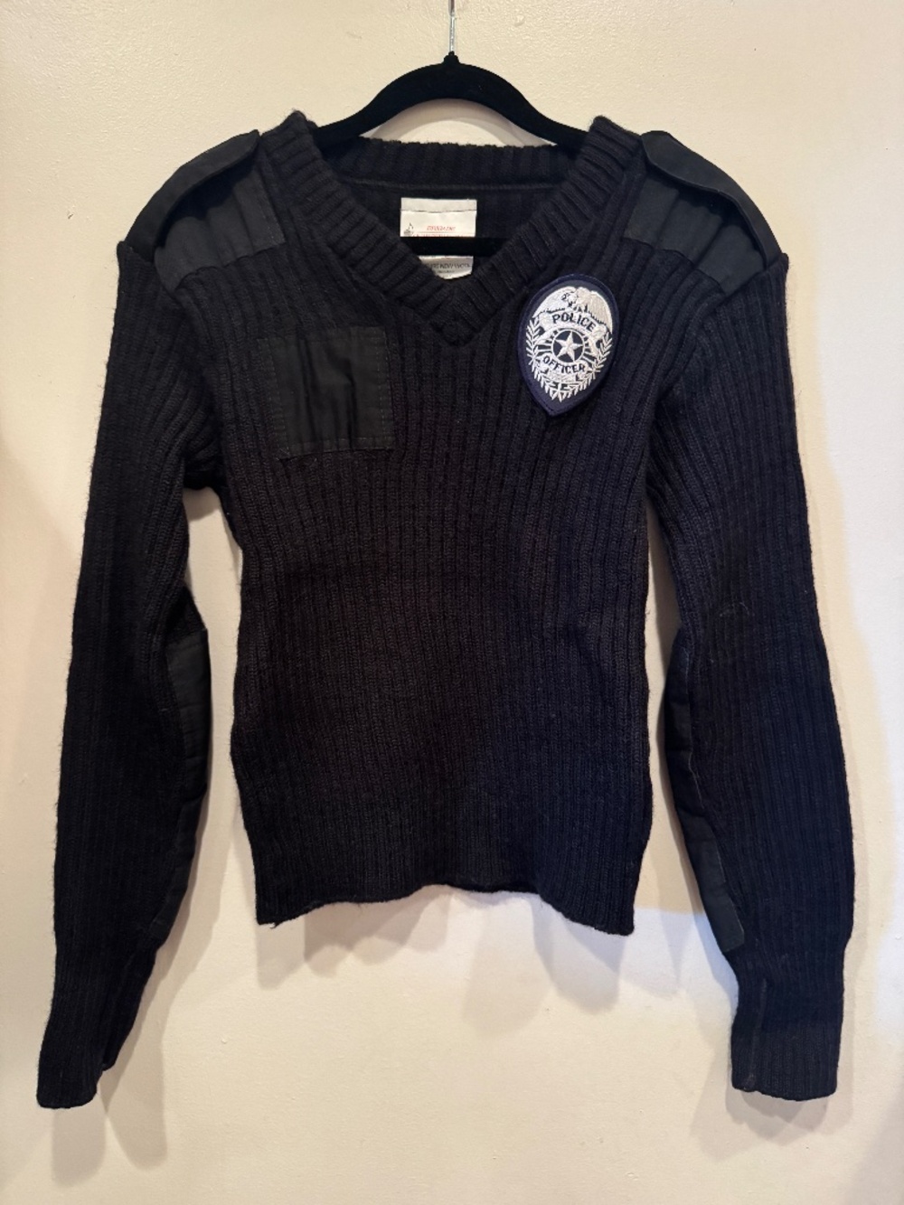 Brigade Quartermasters Wool Sweater Size 32 XS Black w/ Police Patch